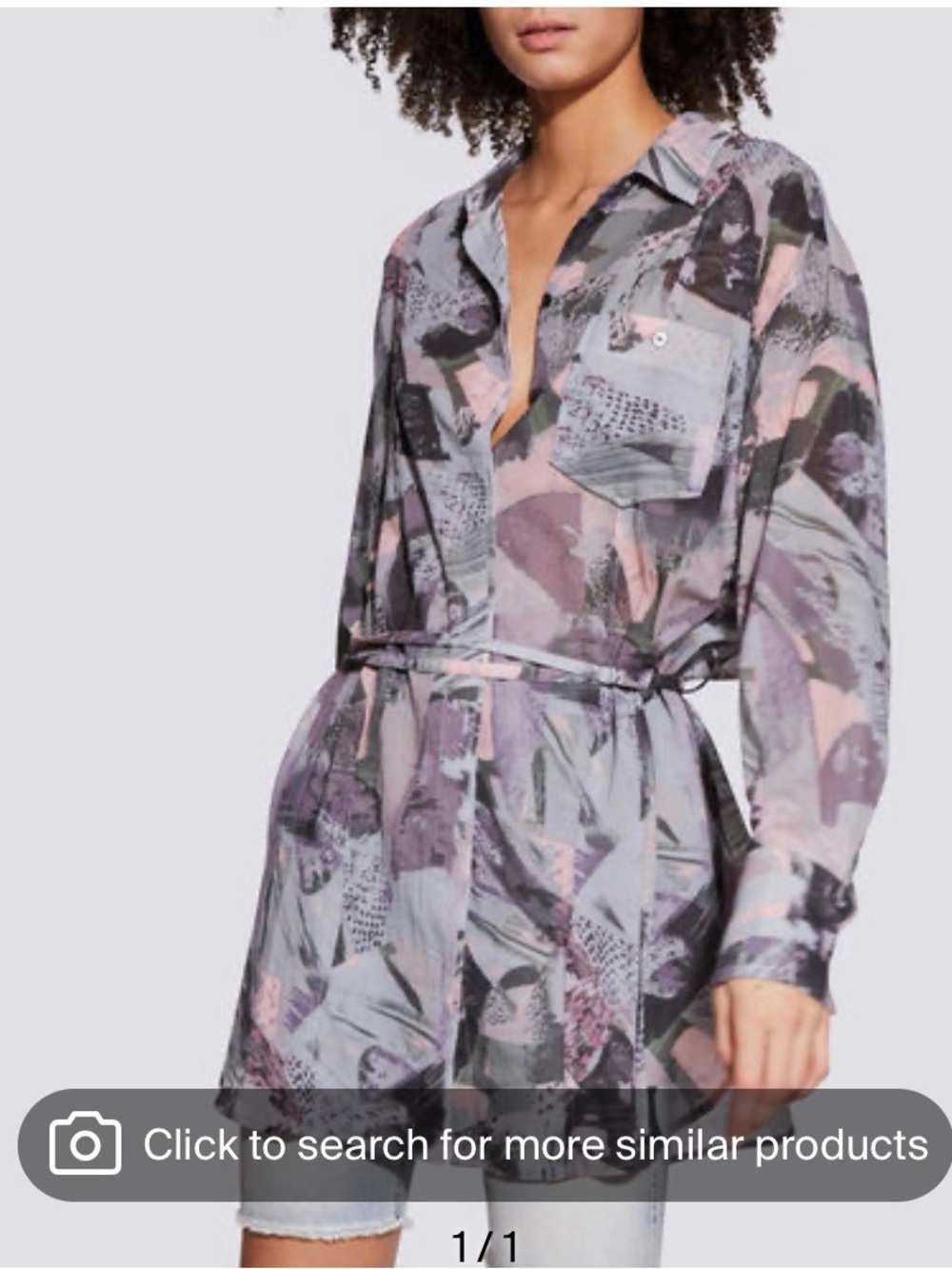 IRO Lilac & Gray Abstract Print Mini button up dress